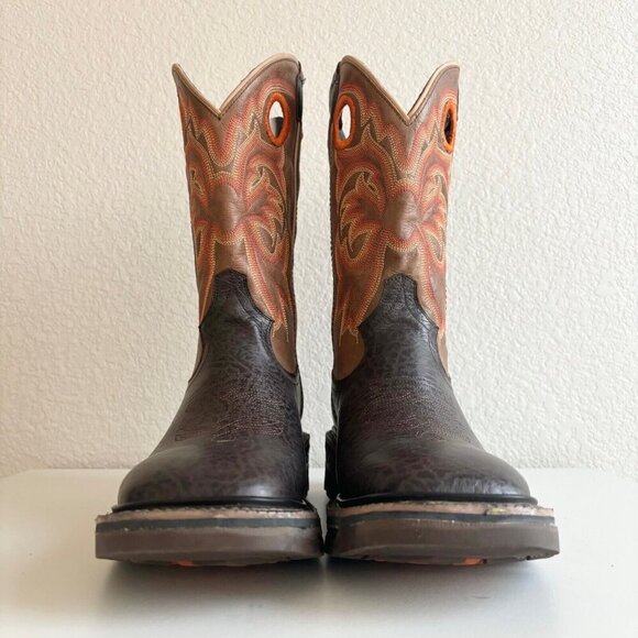 NEW Capitan Mens Cowboy Workboots Size 9D Western Brown Leather Square Toe Boots - Picture 5 of 10